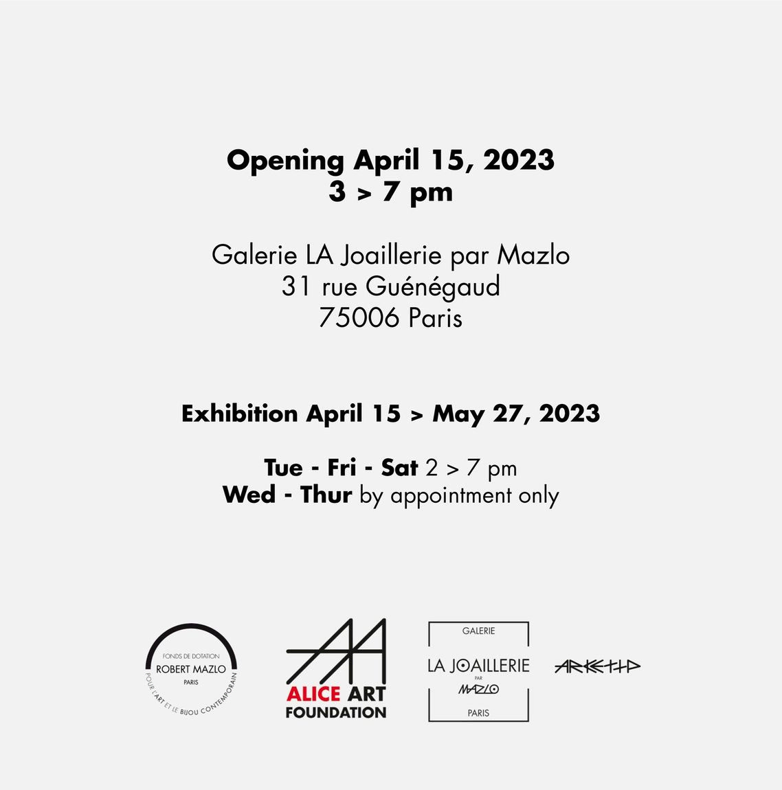 Annette Dam at TAROT, Galerie LA Joaillerie par Mazlo, Paris, 2023